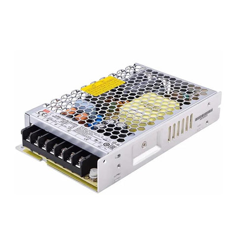 AC-DC switching power supply with six-terminal block, metal enclosure and honeycomb vent (front view)