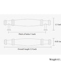 Diagram of Two Pack Ceramic And Zinc Alloy Vintage Cabinet Knobs In Rich Brown With Floral Motif And Five Inch Hole Spacing