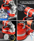 Heavy Duty Angle Grinder And Concrete Polisher With Six Speed Settings For Smooth Wall And Floor Finish, High Octane Dust Free Performance On Tough Cement And Hard Marble Surface close-up of internal gears and air outlet design.