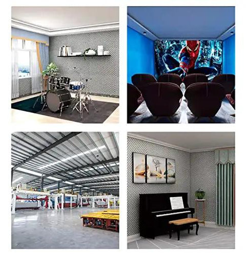 Rock Solid Acoustic Panels For Home Studios And Piano Rooms Flame Retardant High Density Foam Tiles featured in multiple room settings.