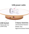 Heavy Duty 360 Degree Motorized Rotating Display Stand Turntable For Mannequin Heads And Wigs USB socket and control switches visible.