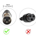 18mm 3-pin XLR connector for 24V 2A Battery Charger For Mobility Scooters And Power Chairs With 3 Pin XLR Connector 100 240V Input 24V 2A Output Faster Than 1A Models Includes Four Point Nine Foot US Cord