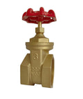 3 Inch Brass Gate Valve DN80 NPT Female Thread Rotary Globe Valve for Water Gas And Fuel Lines, durable red handle close-up