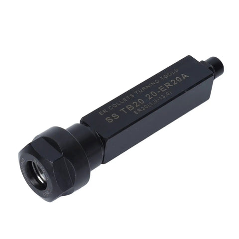 Heavy Duty CNC Lathe Chuck Fixture Tool Holder Block Built Tough For Drill Bits, Square Precision Support Plate In 20CrMnTi Steel, Pro Grade Hardware For Accurate Industrial Machining And ER Components. ER20A chuck holder, black steel, angled view