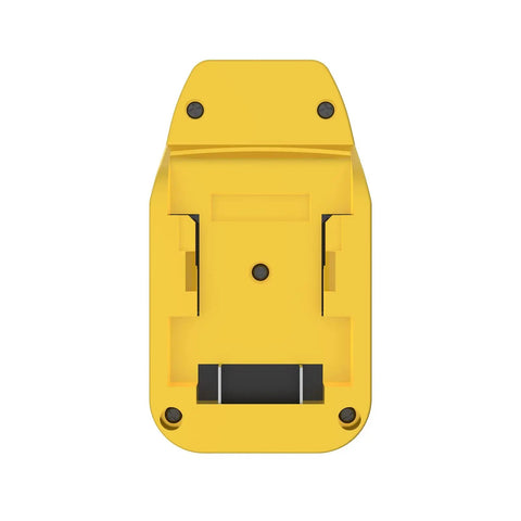 20V MAX Tool Battery Adapter fits Black and Decker 20V MAX and Porter Cable 20V MAX, top view, yellow, no battery included