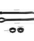Heavy Duty All In One Motorcycle Tire Change Kit with 10 mm 13 mm 22 mm 27 mm and 32 mm hex wrench heads, tire iron levers, spoon tool