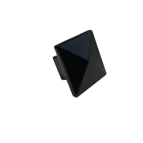 Matte Black Square Cabinet Knob, Modern Geometric Kitchen Cabinet Hardware, 1.26 Inch Wide Solid Zinc Drawer Pull, angled view