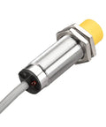 16mm Inductive Proximity Sensor Switch M18 Cylindrical Type with yellow cap and three wire connection for metal detection in automation