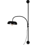 Adjustable Antique Brass Wall Sconce With White Ceramic Shade Hits Different In Kitchens Or Hallways Super Chic One Light Fixture Easy To Mount Rock Solid Vintage Design, black sconce with curved arm, mounted on wall.