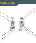 Close-up of 4 Inch Double Wire Hose Clamps 5 Pack Adjustable Worm Gear Pipe Clamp Bolt Included Zinc Coated Heavy Duty.