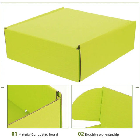 Green Corrugated Mailer Boxes 10 Pack For Shipping And Storage shown with material detail and workmanship close-up.