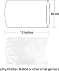 10x16 Inch Poultry Shrink Bags Pack Of 100 With Freezer Safe Heat Shrink For Chicken Includes 100 Zip Ties And All Natural Anti Caking Powder To Prevent Bag Sticking., clear 10x16 inch shrink bag shown with size guide for poultry