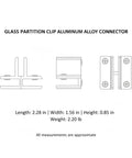 Heavy Duty Aluminum Glass Connector Clip For Shelves And Cabinets Must-Have For Office Partitions And Display Cabinets Easy Install Hardware Fitting For Secure Glass Panel Joins with dimensions