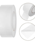 Slick Heavy Duty Double Sided Tape For Quick Fixes And Secure Mounting Reusable Transparent Adhesive Roll With Clean Peel Zero Residue Bond Craft Or Wall Hanging Office Up To 164 Feet Long Foolproof Strength, showcasing the roll and adhesive sections.