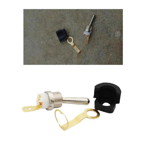 Components of Two Pack Chainsaw Kill Switch Replacement Kit For 45cc To 58cc Gas Engines with metal mounts and toggle switch
