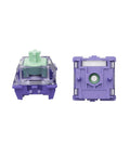 Magnetic Genty HE Linear Keyboard Switches 70 Pack for Silent, Smooth Mechanical Typing, Durable No Metal Leaf Design, Easy Swaps Gearheads Pick for Quiet, Responsive Keystrokes, purple switch close-up