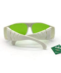 Top Notch Nd Yag Laser Safety Glasses 1064Nm Optic Eyewear with OD Four Plus shielding, white poly frames, front view.
