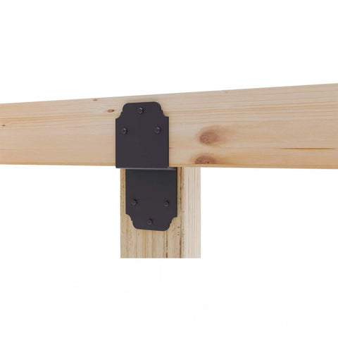 Beefy Heavy Duty Pergola Brackets 4 Pack Black 6 Inch Steel Z Angle Joist Ties for Wood DIY Projects installed on wood beam