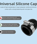 Heavy Duty Silicone Coolant Cap Kit With Clamp For Vacuum Heater Port 25mm ID 33mm OD 42mm Long 30mm Depth 3 Ply High Temp Silicone Up To 350F Tough Pressure Connection Cap Built For Rugged Jobs Easy Install shown with stainless steel clamp