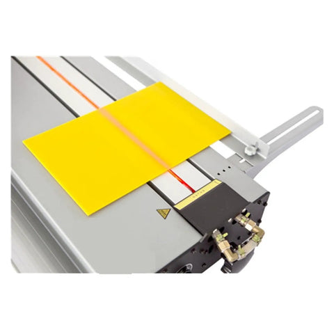 Badass Hot Plastic Bender Machine For Acrylic And PVC Sheets Featuring Adjustable Dual Heaters And Precise Angle Positioner with a yellow sheet.