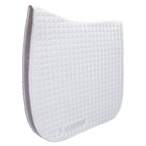 White quilted everyday dressage saddle pad, side view. Everyday Dressage Saddle Pad For Horses Black With Wither Relief Standard Contour Breathable Airflow