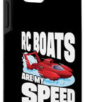 Are My Speed RC Boats Sailboat Case For 12 Mini Device Speed Boat Racing Style Protective Phone Case with text and design