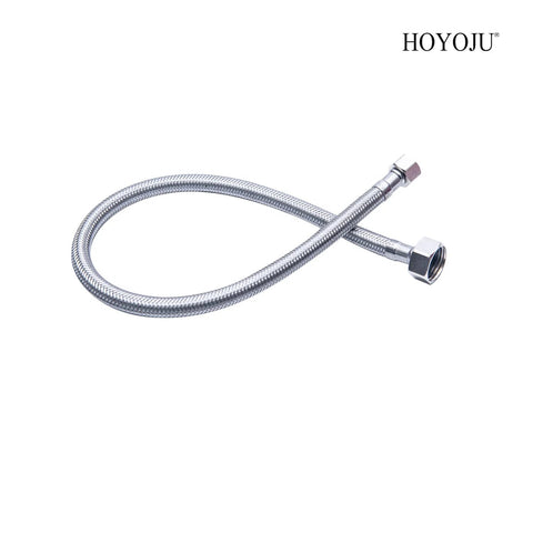 HOYOJU braided stainless steel faucet supply hoses, 20 inches, 1/2-14NPSM brass nut to 3/8 in female fittings, 2-pack