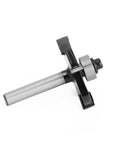 Get 1PC 4-Flute T-Slot Router Bit With Precision Wood Slotting And Jointing Cutter For Cabinetry Projects That Get The Job Done Right side view of carbide router bit with steel shank.