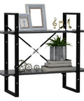 Two Tier Book Cabinet Gray 31.5 Inch Engineered Wood With Dope Industrial Style Storage Shelves For Books Magazines And Decor