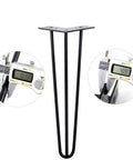Heavy Duty Hairpin Table Legs Steel Desk Feet Built Like A Tank For Coffee Tables And DIY Upgrades With Mounting Kit Rubber Pads And Screws, measuring calipers detail.