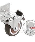 Heavy Duty Silent Swivel Casters With Soft Rubber Universal Wheels For Furniture Movers shown in close-up with metal bracket and rubber wheel.
