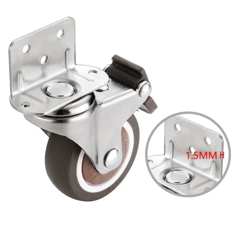 Heavy Duty Silent Swivel Casters With Soft Rubber Universal Wheels For Furniture Movers shown in close-up with metal bracket and rubber wheel.
