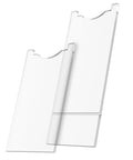 Clear Acrylic Couch Wall Spacer And Bed Blocker Stops Furniture Scrapes Keeps Heaters Cool Preserves Outlet Access Built Tough No Sweat Setup Invisible Wall Guard Anti Scratch Two Pack showing two clear acrylic blocks.