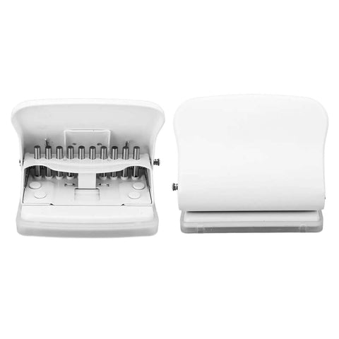 Manual 10 Hole Punch for Loose Leaf Paper A4 to A6 and B5 Sizes, 10 Sheets Capacity, Sturdy Metal Body with Flip Tray