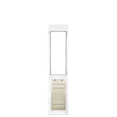 Premium Rock Solid Insulated Pet Door For Extreme Weather With Dual Pane Tempered Glass heavy duty design in white finish.