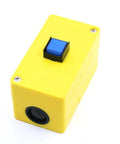 Built Tough Momentary Push Button Station With Bright Blue Led Indicator And Spdt 1Nc 1No Setup Knockout, yellow plastic shell.