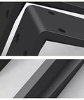 Close-up of Heavy Duty L Bracket Shelf Support Wall Mount Storage White Metal Corner Brace Kit showing sturdy design and screw holes.