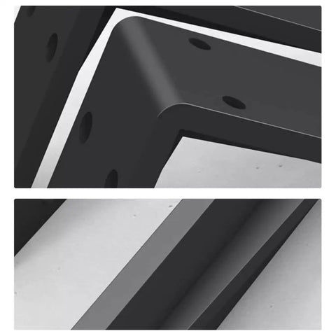 Close-up of Heavy Duty L Bracket Shelf Support Wall Mount Storage White Metal Corner Brace Kit showing sturdy design and screw holes.