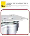 Thickened steel bottom plate of Heavy Duty Two Inch Leveling Plate Caster Wheels with adjustable anti vibration pads.