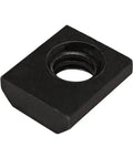 Slide-In 1/4-20 Steel T-Nut for 1 Inch Extruded Aluminum 80/20 T Slot Profiles with Black Zinc Finish, front view