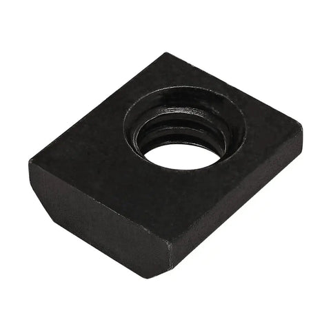 Slide-In 1/4-20 Steel T-Nut for 1 Inch Extruded Aluminum 80/20 T Slot Profiles with Black Zinc Finish, front view