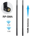 Ultra High Gain 2x 10dBi WiFi Antenna Set With RPSMA Male Connectors, Tri Band 2.4GHz 5GHz 5.8GHz Omni Directional Aerials