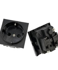 Job Site Ready Embedded Industrial Electrical Outlet with Rock Solid Waterproof Housing, black, mounted, for outdoor construction use.