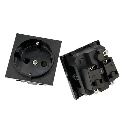 Job Site Ready Embedded Industrial Electrical Outlet with Rock Solid Waterproof Housing, black, mounted, for outdoor construction use.