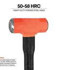 Beast 6 Pound Sledge Hammer With Indestructible Handle, forged 50-58 HRC head, 16 inch steel shaft, ANSI BS 876 certified