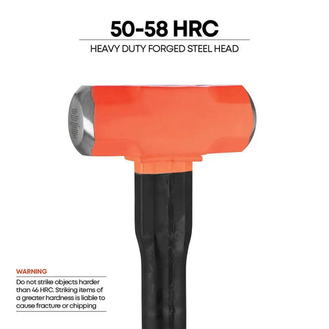 8 Pound Sledge Hammer With Indestructible Handle 16 Inch Length Heavy Duty Forged Steel Head 50 To 58 HRC Hi Vis Finish