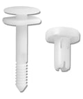 50 Pack White Nylon Car Door Panel Retainer Clips Straight Swap Fits GM 15960325 showing plastic clips with stem and head for easy installation.