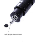 Adjustable Bike Stem Riser And Fork Extender For Mountain Road MTB BMX And Fixie Handles Up To Seventy Millimeter Extension Aluminum Alloy Head Up Adapter With Spacers Easy Install Black installation close-up with hexagon wrench