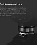 Close-up of quick-release lock on TT685II-C Canon Speedlite Flash E TTL High Speed Sync with 2.4G Wireless X System Upgraded.