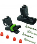 Heavy Duty 12 To 18 AWG Weather Pack Terminal Connector Kit With Male Female QD Splices For Race Car Electrical And Street Wiring Projects That Stay Dry Under Any Conditions, connectors and terminals